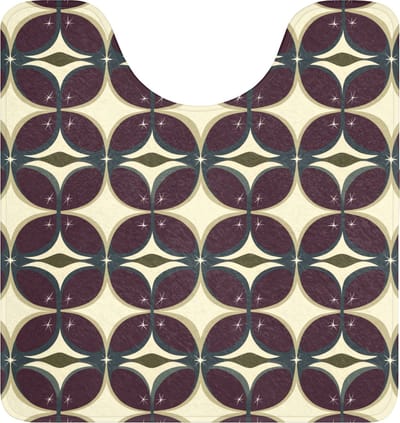 WC mat met uitsparing 55x60 cm - Antislip - Cirkel - Retro - Kleurrijk - Toiletmat met uitsnijding - Vloermat - Douchemat - Toilet tapijt - Toiletmatten