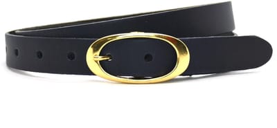 Dames Riem Leer - Navy blauw – Breedte 2.5 cm – Leren Vrouwen Riem - Lengte totaal 100 cm / Riemmaat 85 - Ovale gouden gesp
