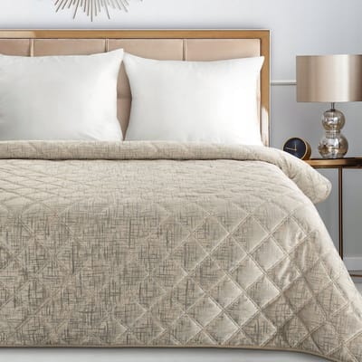 Luxe Gewatteerde Bedsprei BLINK 6 Crème 220x240 cm - Zacht Velours