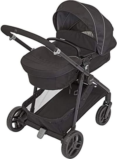 2-in-1 kinderwagen/kinderwagen zwart - geboorte tot 4 jaar - 0-22 kg - Pramette naar kinderwagen Kinderwagen