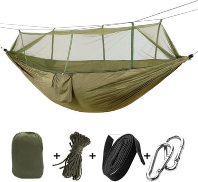 Hangmat Stoel - Schommelstoel Buiten - Ontspannen Buiten - Dubbele Capaciteit - 260x140 cm - Legergroen