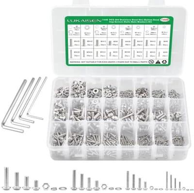 1440 Stuks Roestvrij Stalen Zeskantschroeven Set met Moeren en Sluitringen - M2, M3, M4, M5