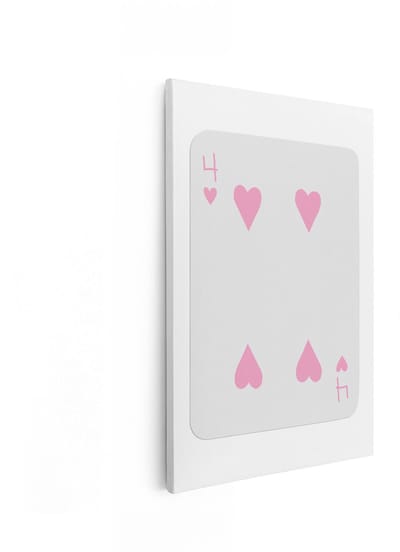 Artaza Canvas Schilderij Speelkaart Harten - 40x60 cm - Wanddecoratie Roze Hartjes - Muurdecoratie Minimalistisch - Decoratie Slaapkamer