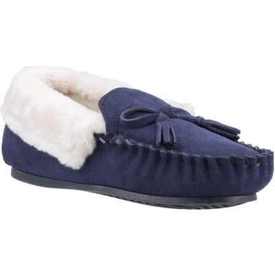 Hush Puppies Agnes Suède Damenslippers in Marineblauw