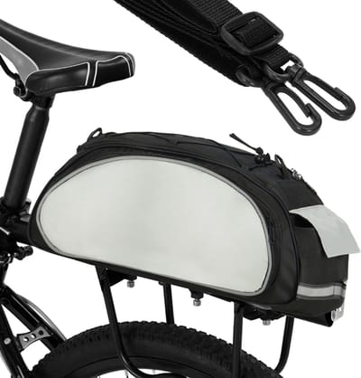 Springos Fietstas - Fietstas Bagagedrager - 40 x 21 x 17 cm - Zwart/Grijs