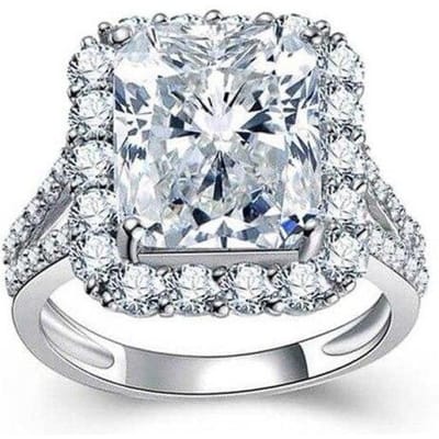 Prachtige Mode Zilverkleurige Verlovingsringen Voor Vrouwen Vierkante Zirconia Kristallen Ring Jubileum Bruids Trouwring Sieraden 7 wit