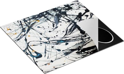 Chefcare Inductie Beschermer Abstracte Kunst van Zwarte Verf - 60x50 cm - Afdekplaat Inductie - Kookplaat Beschermer - Inductie Mat