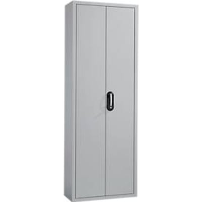 Magazijnkast - B 700 x D 300 x H 1980 mm - 12 legborden - zonder bakken - met deuren - blank alu