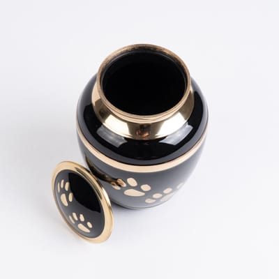 Honden Urn Middel 1,2 liter Zwart Goudkleurige Pootjes - Dieren Urn voor As Crematie - Urn Hond - Urn Kat