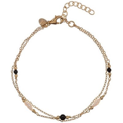 ALISIA AL5254.01.000 DUBBELE GOLD-PLATED ARMBAND MET PARELS EN AGAAT 1 STUK