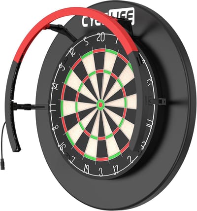 Dartbord Verlichting - LED Licht Ring - Verbeterde Zichtbaarheid - Gelijkmatige Lichtverspreiding - 33.5cm 42.5cm - Zwart Rood