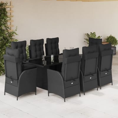 vidaXL - 9-delige - Tuinset - poly - rattan - zwart