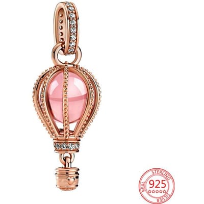 Nieuwe 925 Sterling Zilver Rose Goud Koppel Dangle Charms Passen 925 Originele Vrouwen Armband Kralen Charm voor Hanger Ketting Sieraden beige