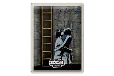 Blechschild Reise 30x40cm Berlin Küssende Graffiti Street Art