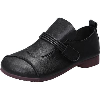 Nieuw Binnen Retro Dames Enkellaarsjes Mode Ronde Neuzen Instappers Dames Herfst Schoenen Lage Hakken Botas Vrouw Pu Leer 35