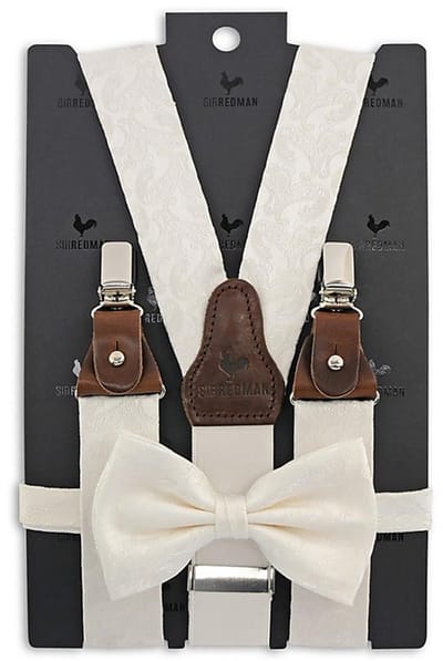 Sir Redman - Bretels met strik - bretels combi pack Paisley Ceremony - champagne