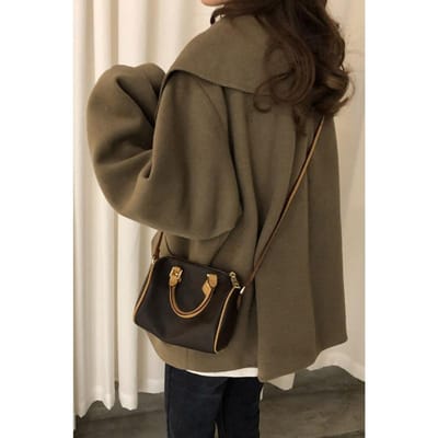 Matte Kleurblokkerende PU Tas Rits Kussen Tas Handtas Enkele Schouder Diagonale Tas Vrouwen beige