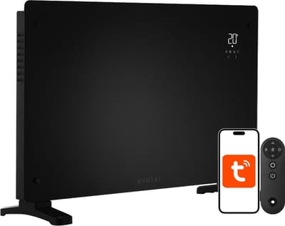 Evolar Elektrische Kachel - 2000 Watt - 25m2 - WiFi - Convectorkachel - Thermostaat & Timer - 3 standen - Verwarmingspaneel - Paneelverwarming - EVO-GPH20BW