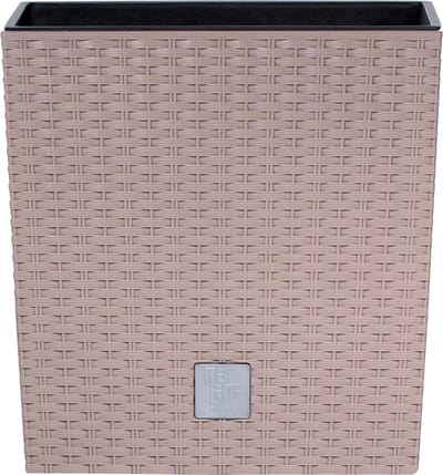 Prosperplast Plantenpot Rato - rotan look - bloempot met binnenpot - taupe - 32x32x33 cm - kunststof