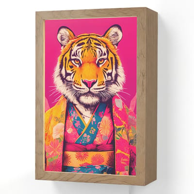 Wandlamp 20x30 cm - Oplaadbaar - Tijger - Kimono - Planten - Roze - Wandlampen binnen woonkamer - Slaapkamer lamp met kabel - Decoratieve nachtlamp - Vloerlamp snoer