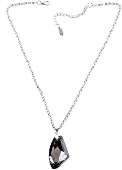 Behave - Korte ketting zilverkleur met geslepen glas hanger - Nikkelvrij - Elegante accessoires