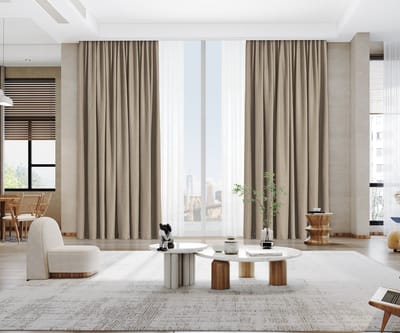 Maroyathome VINCENT 100% Verduisterende Gordijnen - Kant-en-Klaar - Geschikt voor Haakjes - Licht Taupe - 150x250 cm - Luxe 100% Blackout Curtains - 1 Stuk