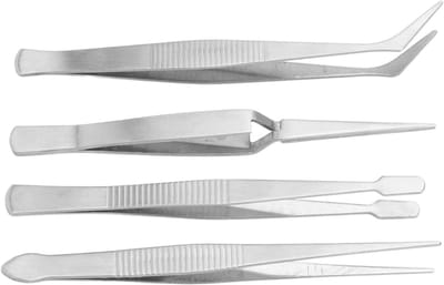 Flexibele Naaldwerk Pincetten Set van 4, RVS Lange Pincetten voor Naaien, Handwerk en Breien