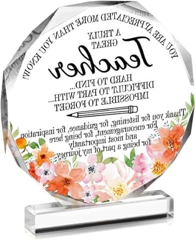 15mm Dikke Acryl Plaat, Schokbestendig en UV Geprint, Perfect voor Leraren Cadeaus, Afscheid, Bedankjes en Bureau Decoraties