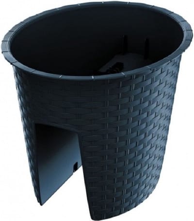 1x Kunststof Ratolla rotan balkon plantenpotten/bloempotten antraciet 30 cm - 6 liter - Tuin/balkon decoraties