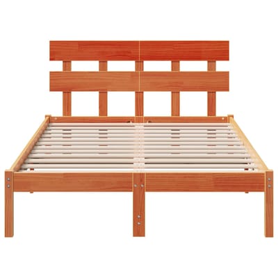 vidaXL - Bedframe - met - hoofdeinde - Bruin - 120 - x - 200 - cm - Massief - grenenhout
