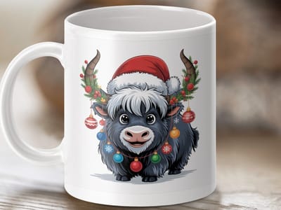 Mok Kerst Yak mok, Feestdagen Dieren mok, Schattige Dier mok, Yak Cadeau Idee, Feestelijke mok, Koffie mok Cadeau, Nieuwigheid mok