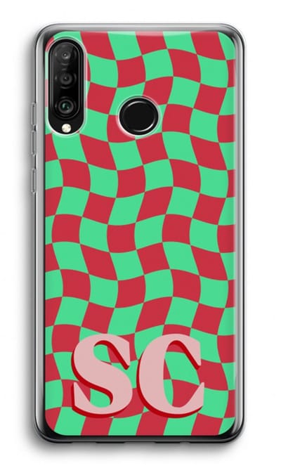 Gepersonaliseerd - Case Company® - Hoesje geschikt voor Huawei P30 Lite hoesje - Grid Monogram - Soft Cover Telefoonhoesje - Bescherming aan alle Kanten en Schermrand