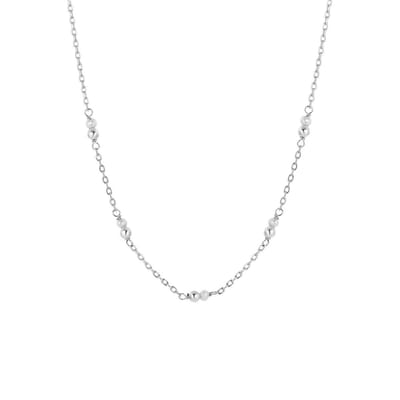 Lucardi Dames Ketting zoetwaterparels - Echt Zilver - Ketting - Cadeau - 43 cm - Zilverkleurig
