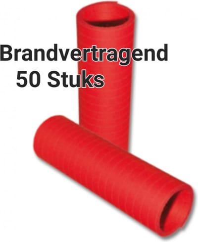 Serpentine BRANDVERTRAGEND, Brandveilig, Rood , Papier, 50 rolletjes, Carnaval, Verjaardag, Horeca, Koningsdag, Voetbal, WK, Halloween, Kerst, Sinterklaas