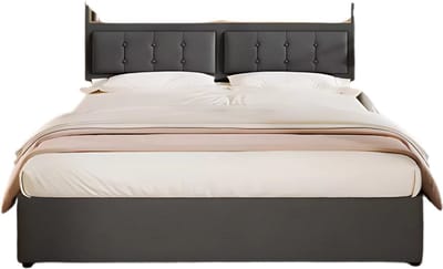 Bed - Tweepersoonsbedden - Tweepersoonsbed - Twijfelaar - Voor Jeugdkamer of Slaapkamer - Met USB-C Oplaadfunctie & Hoofdeinde - Lattenbodem & Opbergruimte voor Beddengoed - 140x200cm