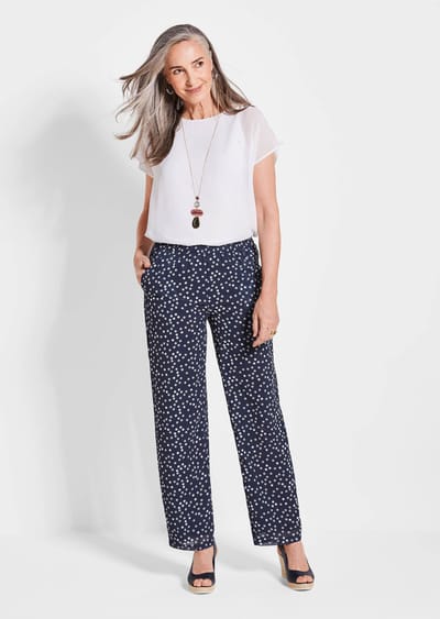 Broek VERA met een stippenpatroon - marine / gedess. - Gr. 21 van Goldner Fashion