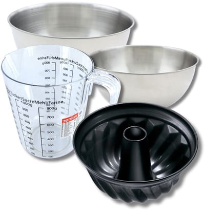 Bakkerset met 22 cm kouglofvorm, 2 mengkommen, maatbeker en spatel Zenker