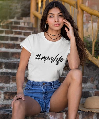 Moederdag T-shirt Momlife | Wit - Maat XS | Moederdag Cadeautje