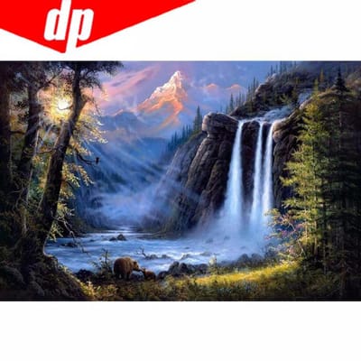 Peinture diamant 5D à faire soi-même, broderie complète au point de croix, « Forêt cascade » 20X30