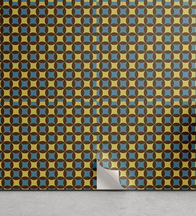 ABAKUHAUS Retro aftrekbaar en zelfklevende behang voor thuis, zelfklevende woonkamerkeukenaccent, 33 cm x 250 cm, bruin, blauw en geel