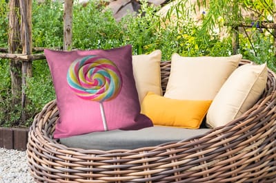 Sierkussen Buiten - Lolly - Roze - Snoep - Zoet - 60x60 cm - Weerbestendig