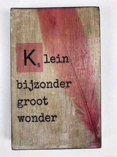 Tekstblok 10x15 2 cm dik K Klein meisje