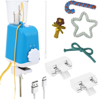 Elektrische Breimachine - Automatische Breimachine - I-Cord Breien - Dubbel Gewicht Tension Systeem - 15.5 cm Lengte - Blauw