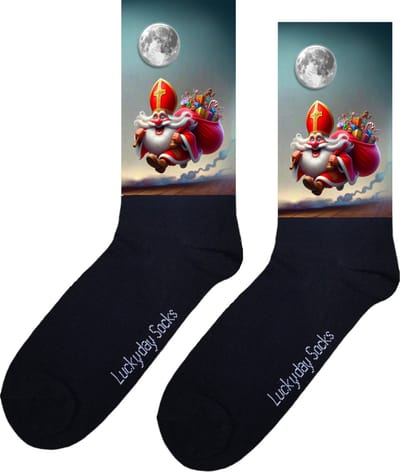 Sinterklaas sokken - Sokken Sinterklaas cadeau - Cadeaus - 5 december - Sinterklaas kadootje - Schoen cadeau - Pakjes avond - Grappige cadeau - December cadeau - December kadootje - LuckyDay Socks - Maat 37-44