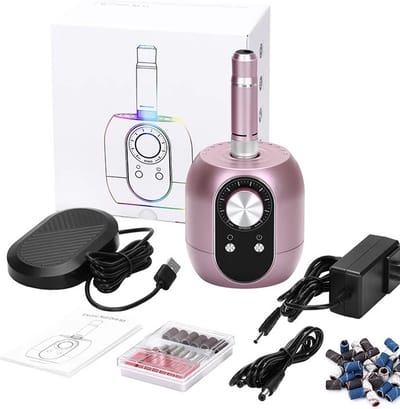 Elektrische Nagelfrees- Elektrische Nagelvijl - Nagelvijl Elektrische-35.000 RPM - Roze - Lage Geluid - Lage Trillingen -Nagelboormachine-nagels-Incl. 6 bitjes+36 schuurrolletjes - Manicure/Pedicure Voeten en handen -Manicure set voor nagels