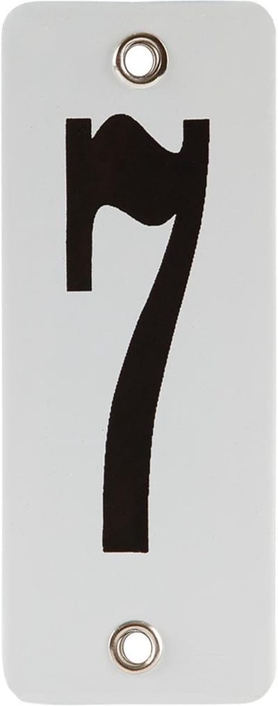 Emaille koppelbaar huisnummer wit nr. 7