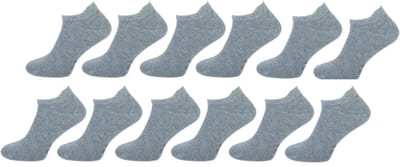 Marco Rossi Badstof Sneakersokken met Lipje - Zakt niet af - Katoen - Heren Dames Unisex - Badstof binnenzool - Lage Sokken - 12 Paar - Grijs - Maat 35-38