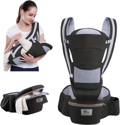 Ergonomische Babydraagzak - 15 in 1 - Zwart - 0 tot 48 maanden - Babydrager - Buikdrager en Rugdrager - Baby Draagzak - Ergonomisch - Heupdrager