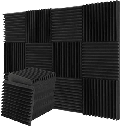Akoestische schuimpanelen geluidsdicht zwart 24 stuks voor thuis of studio-geluidsisolatie