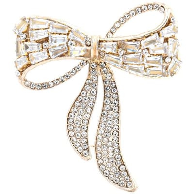 Strik Zirconia Strass Broche Voor Vrouwen Bruiloften Banket Broche Jurk Kleding Spelden Sieraden Accessoires white